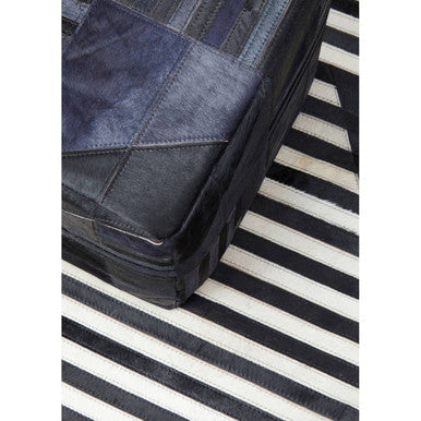 Bosie Black and Grey Deco Hair on Leather Pouffe | Safira
