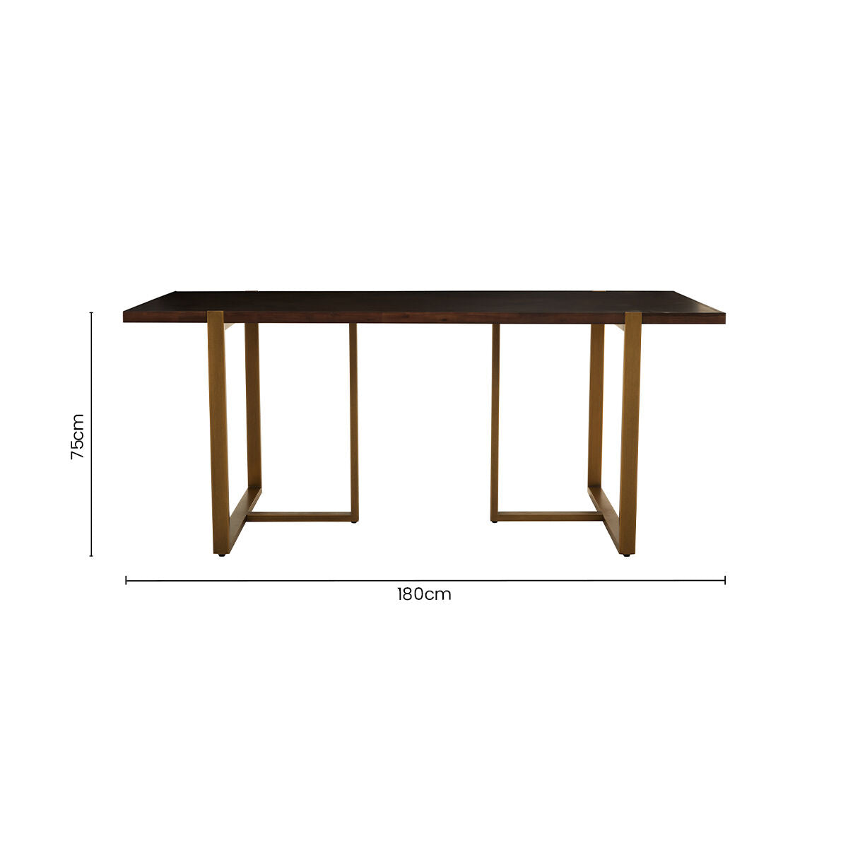 Grey Acacia Veneer Chevron Wood Rectangular Top Dining Table with Antique Brass Frame | Brando