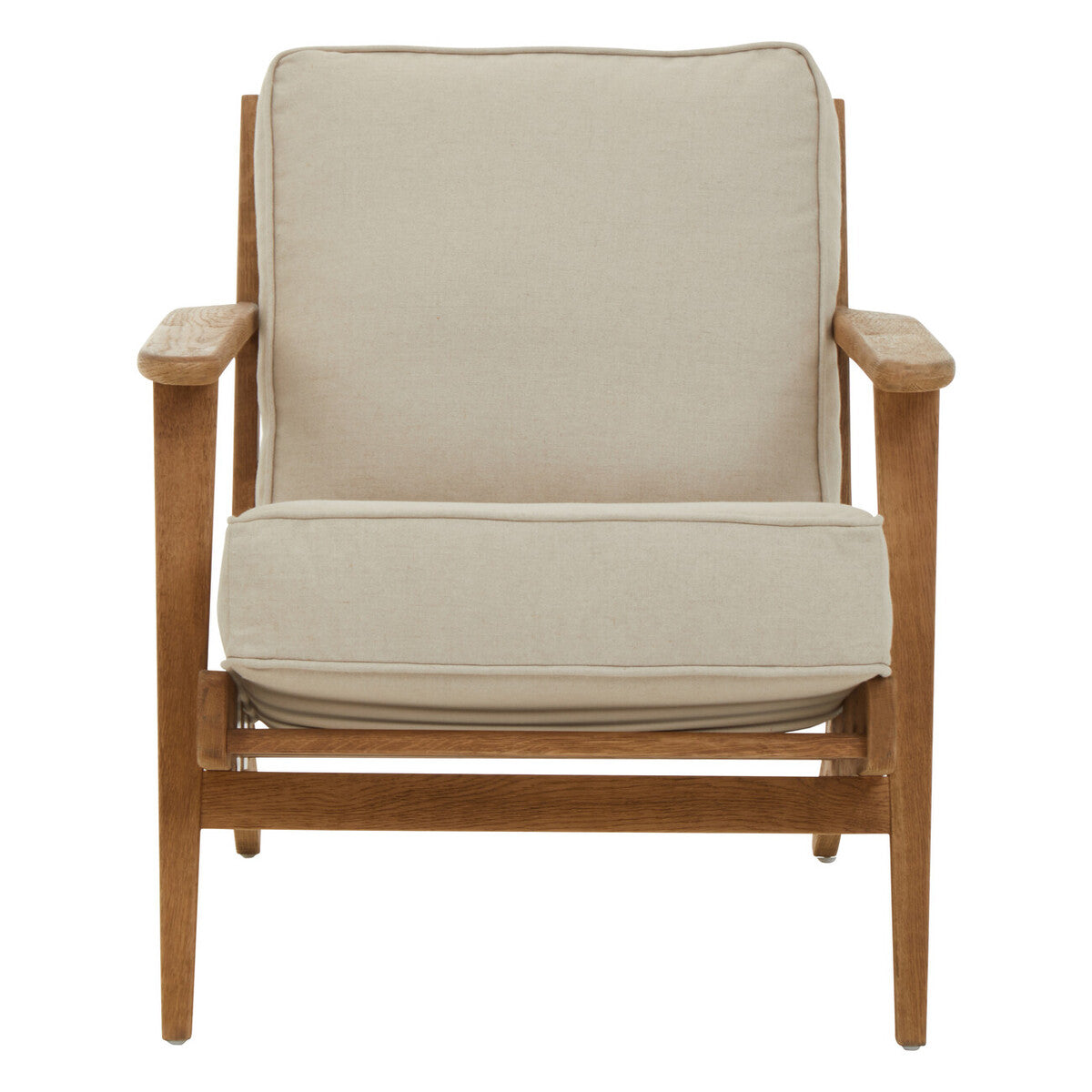 Hector Natural Linen Armchair With Dark Oak Wood Frame