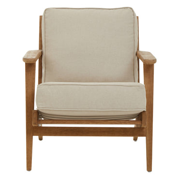 Hector Natural Linen Armchair with Dark Oak Wood Frame