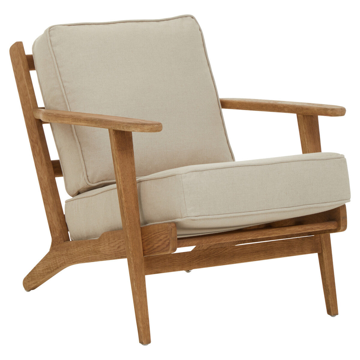 Hector Natural Linen Armchair With Dark Oak Wood Frame