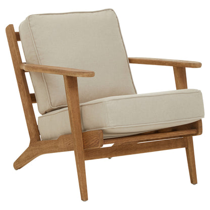Hector Natural Linen Armchair With Dark Oak Wood Frame