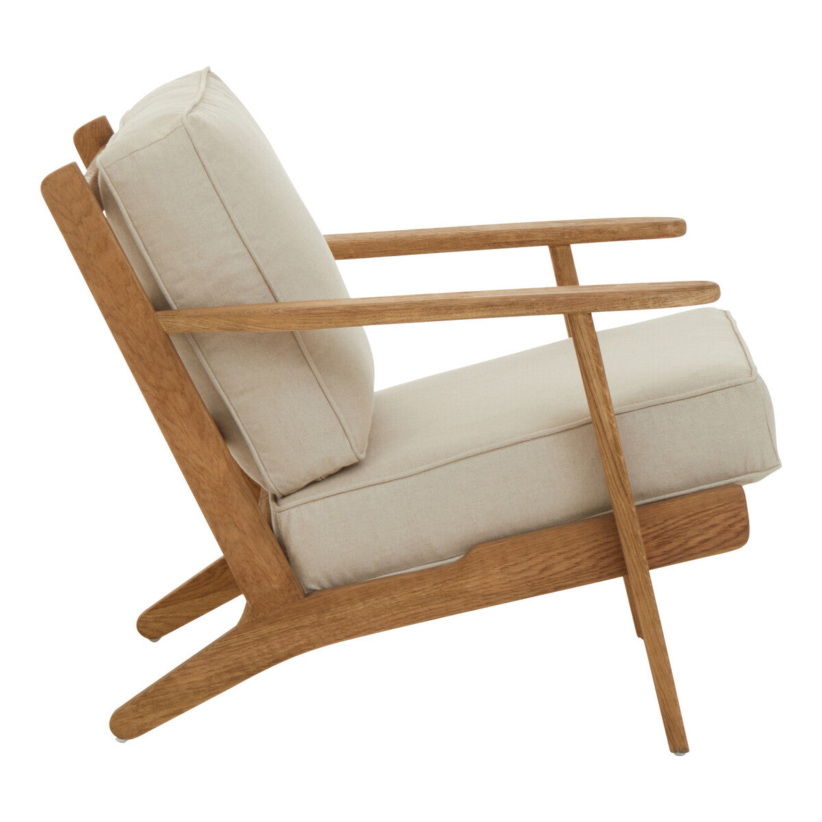 Hector Natural Linen Armchair With Dark Oak Wood Frame