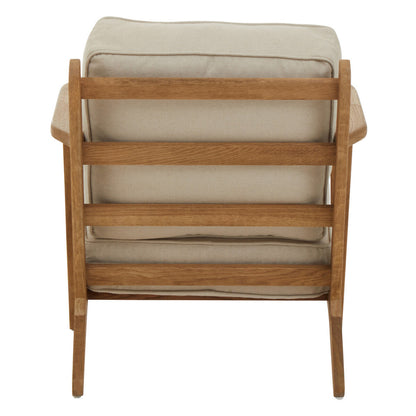 Hector Natural Linen Armchair With Dark Oak Wood Frame