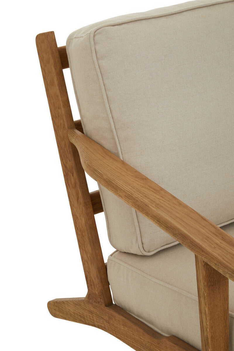 Hector Natural Linen Armchair With Dark Oak Wood Frame