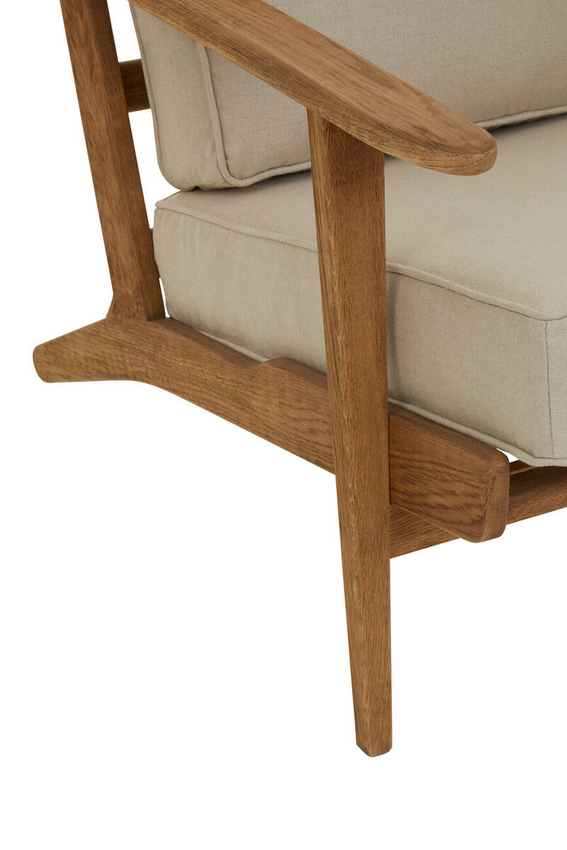 Hector Natural Linen Armchair With Dark Oak Wood Frame