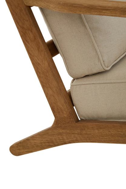 Hector Natural Linen Armchair With Dark Oak Wood Frame