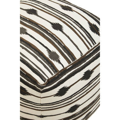 Cefena Black And White Fabric Ikat Square Pouffe