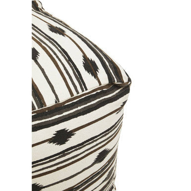 Cefena Black And White Fabric Ikat Square Pouffe