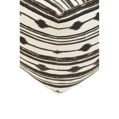 Cefena Black And White Fabric Ikat Square Pouffe