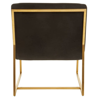 Vogue Black Velvet Lounge Chair with Matte Gold Stainless Steel Frame