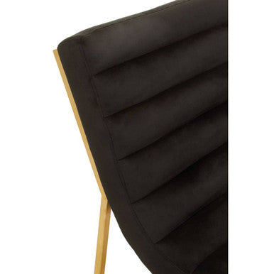 Vogue Black Velvet Lounge Chair with Matte Gold Stainless Steel Frame
