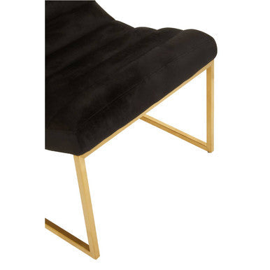 Vogue Black Velvet Lounge Chair with Matte Gold Stainless Steel Frame