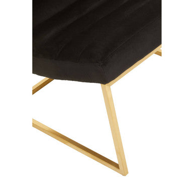 Vogue Black Velvet Lounge Chair with Matte Gold Stainless Steel Frame