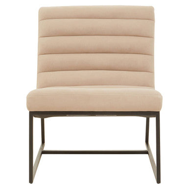 Vogue Ivory Velvet Lounge Chair with Matte Black Stainless Steel Frame
