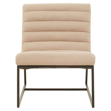 Vogue Ivory Velvet Lounge Chair with Matte Black Stainless Steel Frame