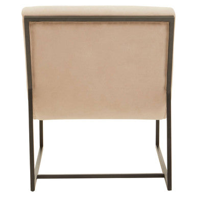 Vogue Ivory Velvet Lounge Chair with Matte Black Stainless Steel Frame