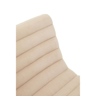Vogue Ivory Velvet Lounge Chair with Matte Black Stainless Steel Frame