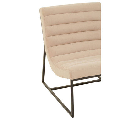 Vogue Ivory Velvet Lounge Chair with Matte Black Stainless Steel Frame