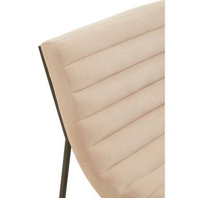 Vogue Ivory Velvet Lounge Chair with Matte Black Stainless Steel Frame