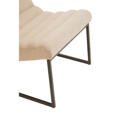 Vogue Ivory Velvet Lounge Chair with Matte Black Stainless Steel Frame