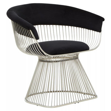 Vogue Black Velvet Chair With Curved Back