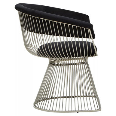 Vogue Black Velvet Chair With Curved Back