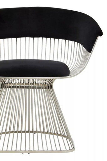 Vogue Black Velvet Chair With Curved Back