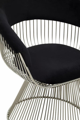 Vogue Black Velvet Chair With Curved Back