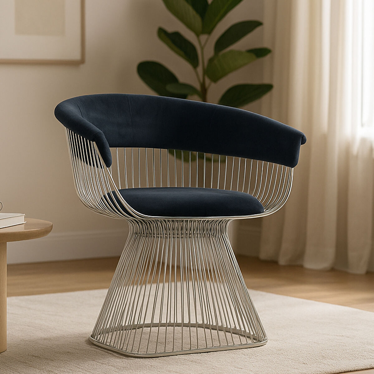 Vogue Black Velvet Chair With Curved Back