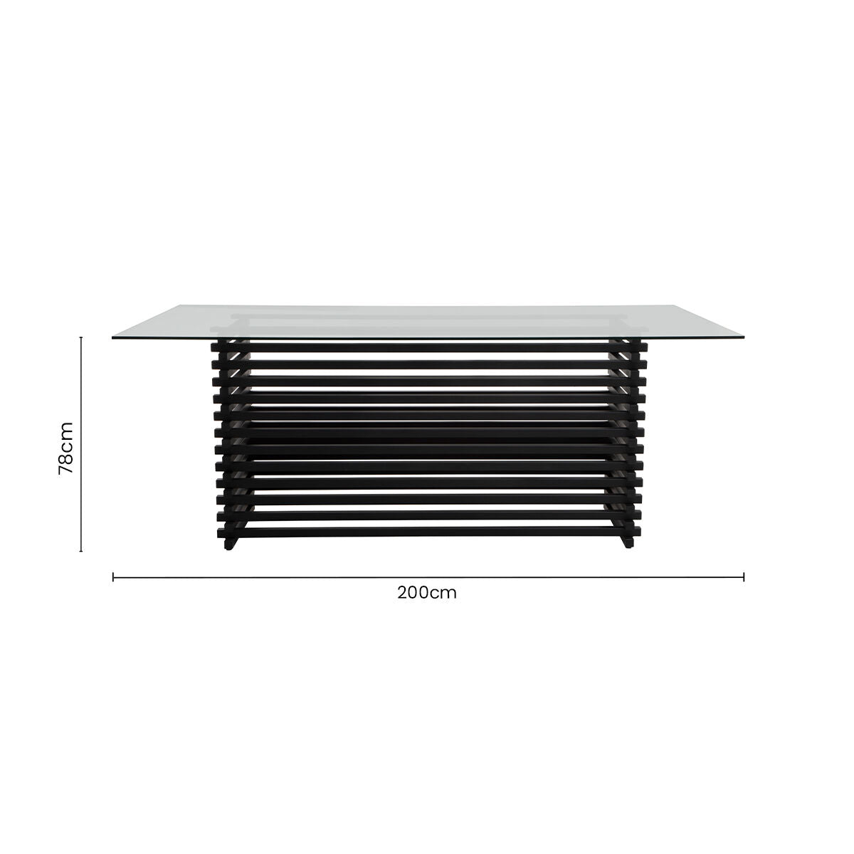 Matte Black Stainless Steel and Clear Glass Rectangular Dining Table with Storage | Vogue