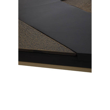 Black and Gold Striped Acacia Wood Coffee Table with Interconnected Metal Legs | Aris