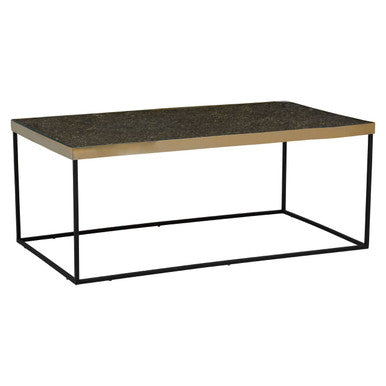 Akola Gold Metal and Glass Coffee Table with Black Legs