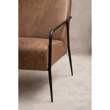Hoxton Brown Leather Lounge Chair with Reclined Profile