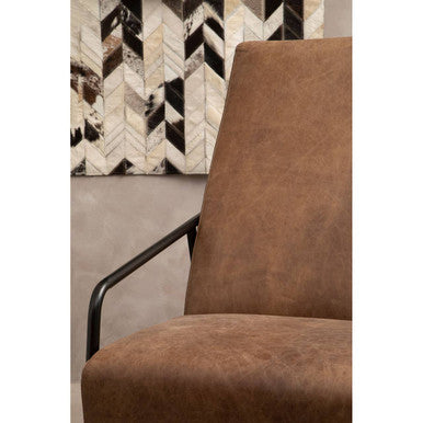 Hoxton Brown Leather Lounge Chair with Reclined Profile