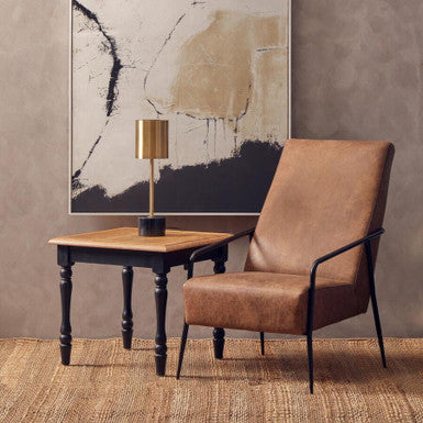 Hoxton Brown Leather Lounge Chair with Reclined Profile