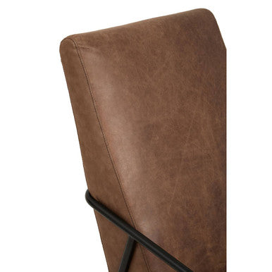 Hoxton Brown Leather Lounge Chair with Reclined Profile
