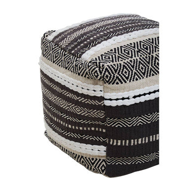 Cefena Grey Cotton And White Pouffe