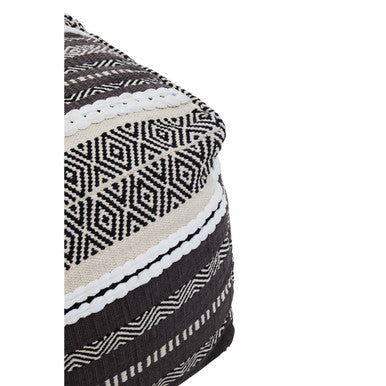 Cefena Grey Cotton And White Pouffe
