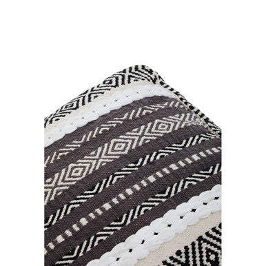 Cefena Grey Cotton And White Pouffe