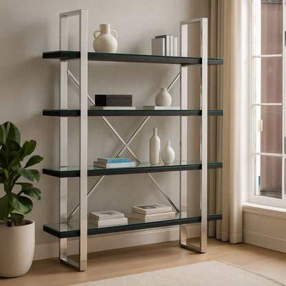 Black Wood Four Tier Shelf Unit | Kerala