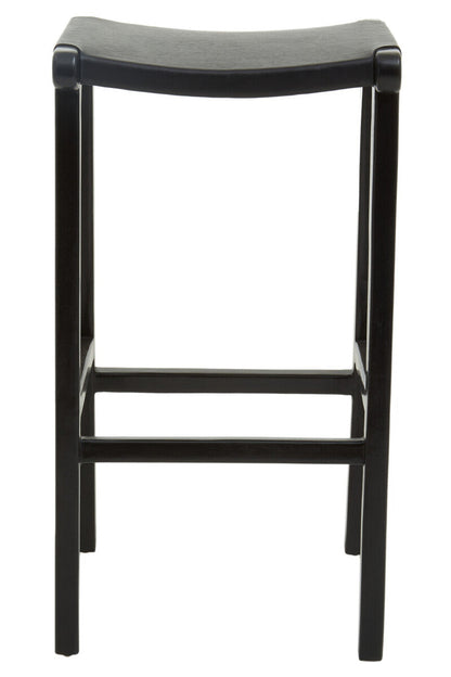 Black Leather and Teak Barstool | Kendari