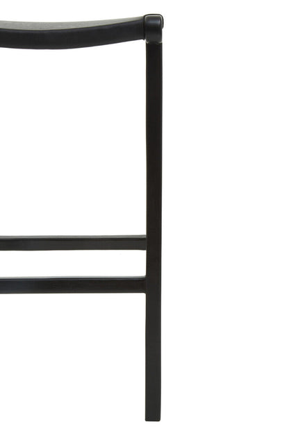 Black Leather and Teak Barstool | Kendari