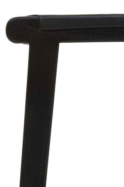 Black Leather and Teak Barstool | Kendari
