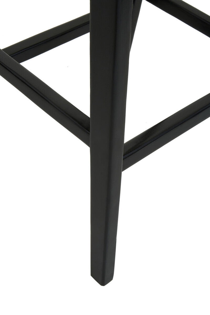 Black Leather and Teak Barstool | Kendari