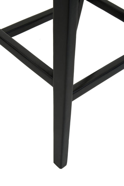 Black Leather and Teak Barstool | Kendari