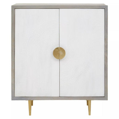 Cream and Grey Mango Wood Two Door Cabinet | Sareel