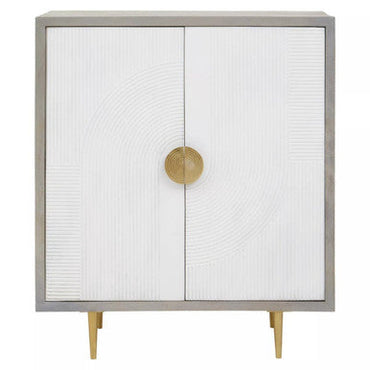 Cream and Grey Mango Wood Two Door Cabinet | Sareel