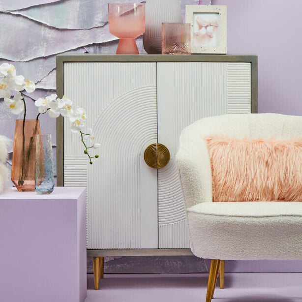 Cream and Grey Mango Wood Two Door Cabinet | Sareel