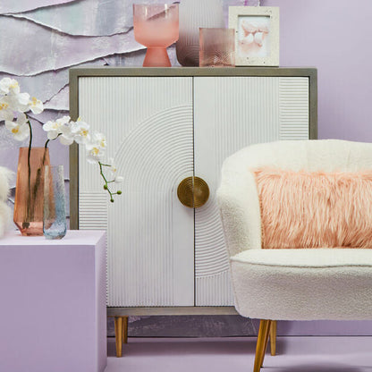 Cream and Grey Mango Wood Two Door Cabinet | Sareel